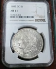 NGC MS 61 1882 CC Morgan Silver Dollar Nice Toning