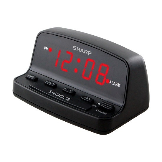 SHARP DIGITAL ALARM CLOCK Loud Alarm Snooze Keyboard Controls LED Display Black