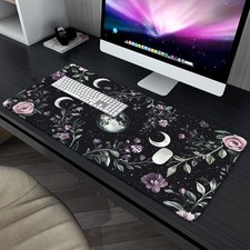 40 90cm Oversized Gaming Mouse Pad, Moon and Floral Night Design Gaming Mouse Pa