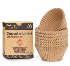 Bake Choice 200pcs Standard Cupcake Liners for Baking, Standard, Unbleached