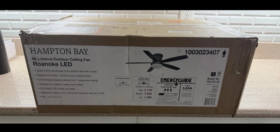 Roanoke 56" Indoor/Outdoor Natural Iron Ceiling Fan w/ LED Bulbs - Image 2 of 2