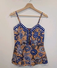 Tigerlily 100% Silk Camisole Adjustable Strap 6 Blue Orange RRP $129.95 Singlet