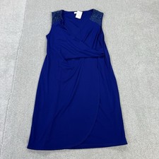 Kaliko Ladies Dress Blue 16 Sleeveless Party Occasion Lined Stretch Faux Wrap