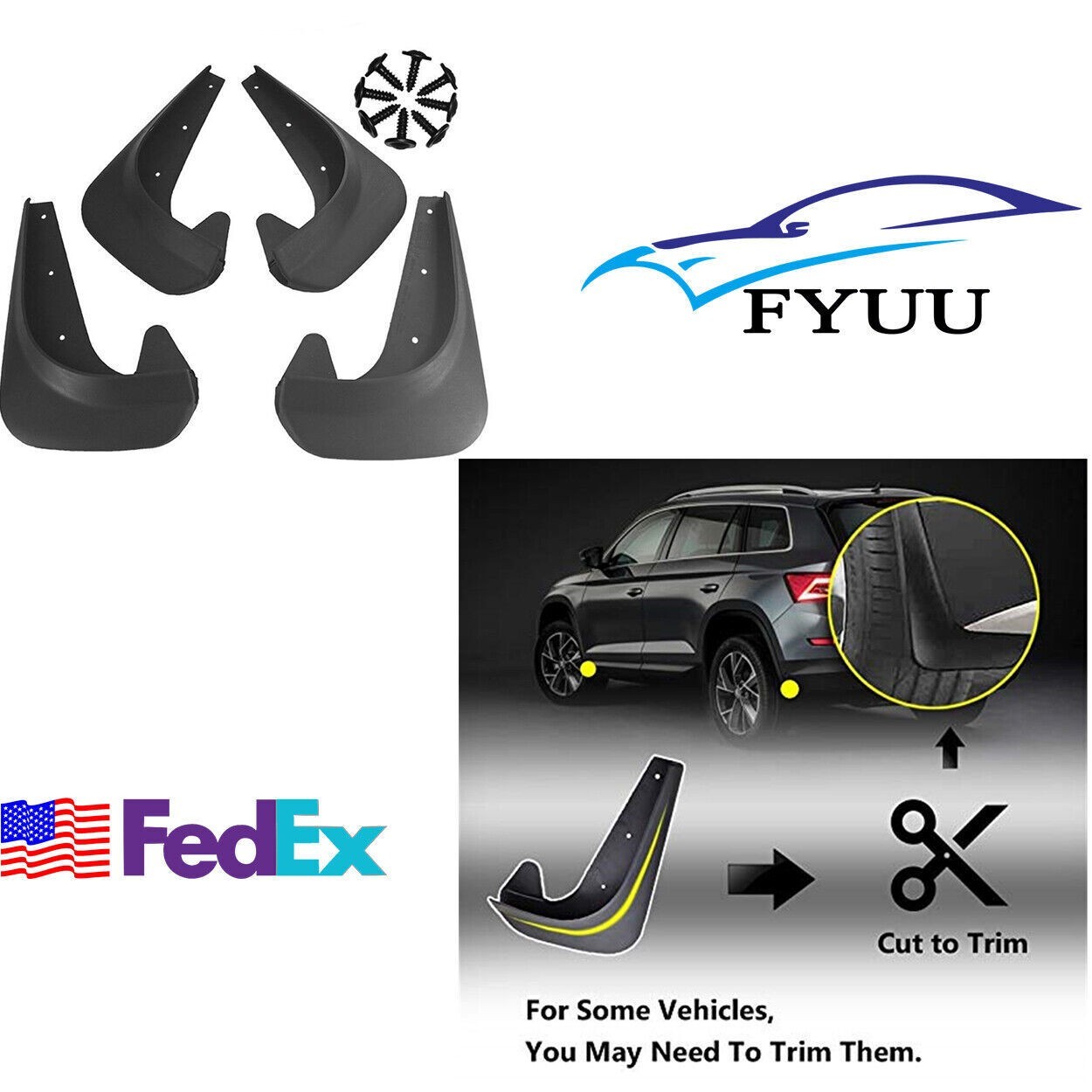 Universal Car Mud Flaps Splash Mudgurads Fender 4PCS Front Rear