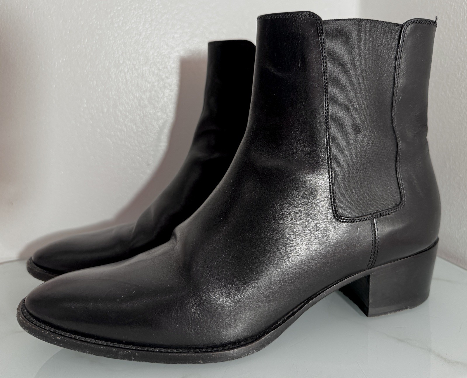 Stivali Saint Laurent Paris AW13 da uomo Chealsea in pelle nera UK6 5 EU40 5 Slimane