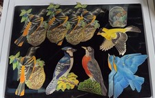Lot of 11 Vintage Dennison Colorful Bird 1950's Die-Cut Decorations