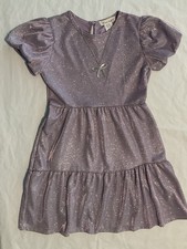 Girls Dream Girls Size 12 Dressy Purple Tiered Sparkle Party Dress Necklace NEW