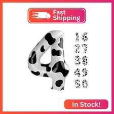 40 Inch Cow Print Number 4 Balloons Foil Digital Helium Number Balloons
