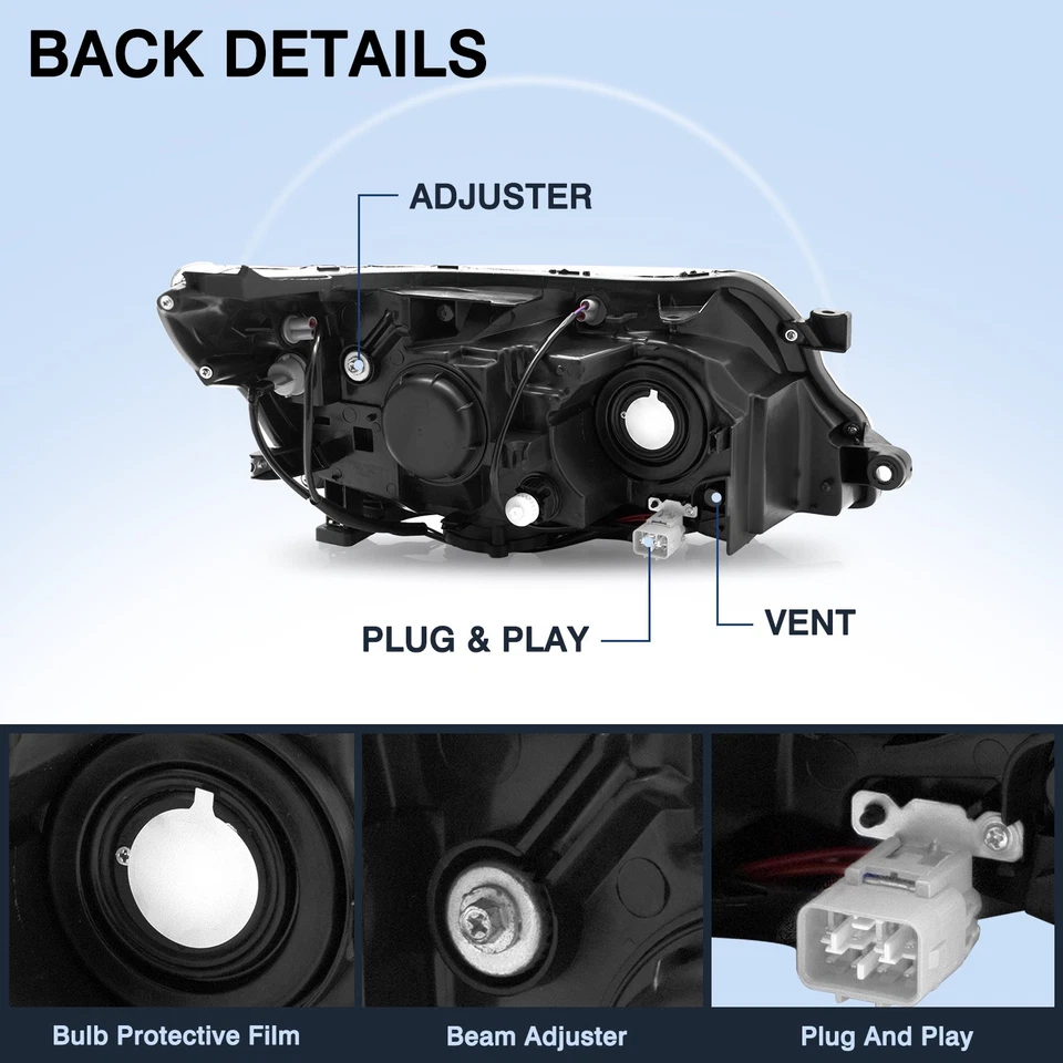 For 2009-2013 Subaru Forester Halogen [OE Style] Black Headlights LH+RH 09-13 - Image 3 of 4