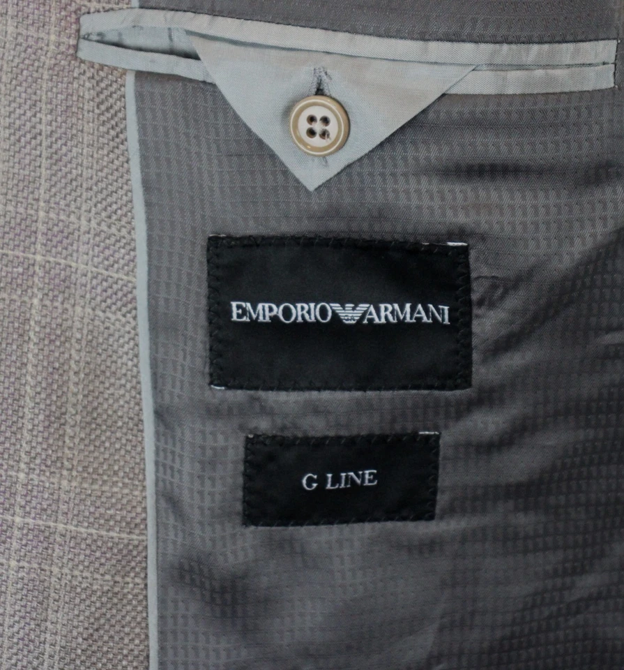 Blazer Emporio Armani 38 R Abrigo Deportivo Rosa Tostado Lana a Cuadros Seda Lino Línea G Foto 2 de 4