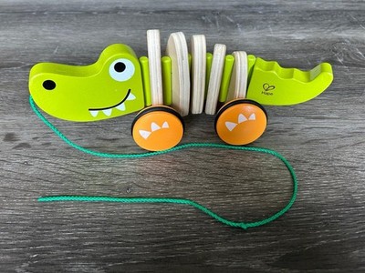 Hape walk pull along crocodile toddler toy wooden