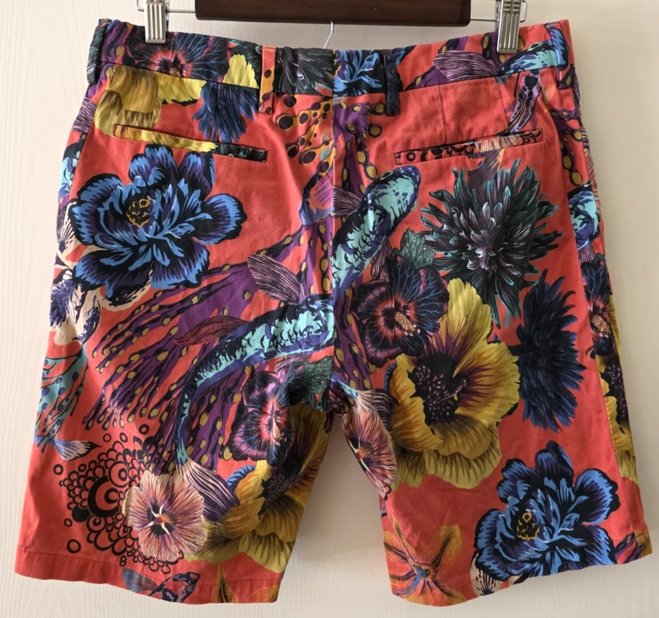 Pantalones Cortos PAUL SMITH Caballeros Hechos en Portugal Frente Plano Para Hombres 32W 9.5" Entrepierna Multicolor Foto 3 de 4