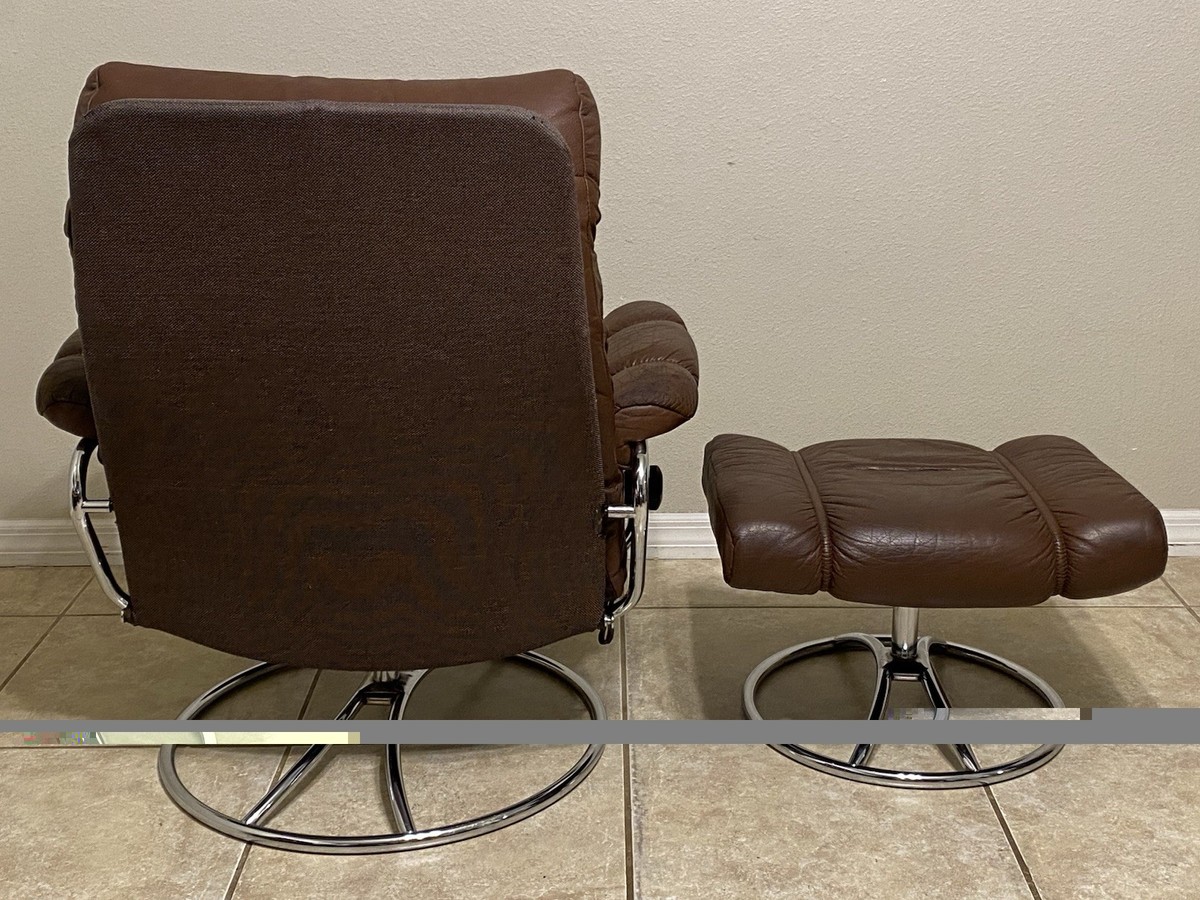 1970's Original Ekornes Stressless Leather Recliner Chair
