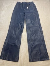 NWT Fashion Nova Blue Faux Leather Wide Leg Pants Size Small
