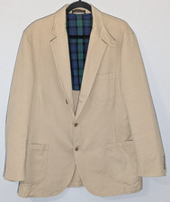 Lands End Cotton Field Blazer Throat Latch Elbow Patches Plaid Lined 44R