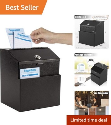 Elegant Black Ballot Box with Lock & 50 Suggestion Cards - Perfect for Donations
