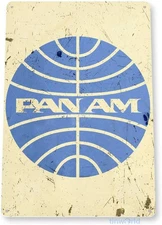 Tinworld Tin Metal Signs 8x12: Pan Am Airlines Aviation Metal Wall Decor Shop St