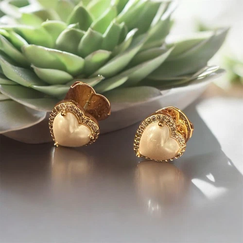 Borchie cuore Kate Spade My Love Pavé placcate oro e tono perlato