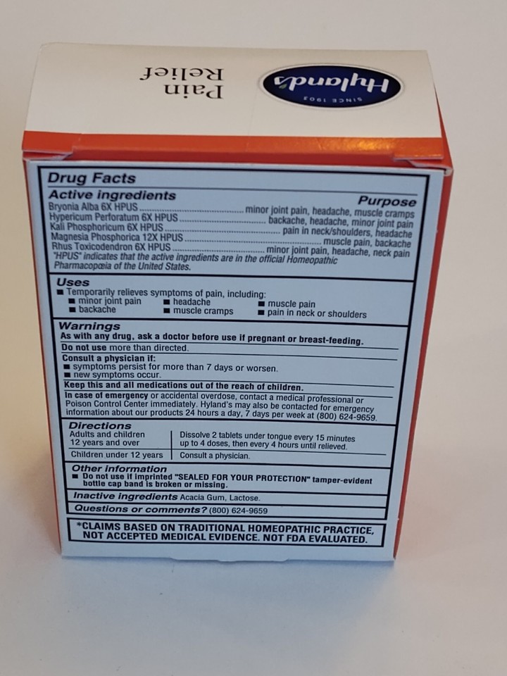 Hyland's PAIN RELIEF Homeopathic 100 QUICK DISSOLVING TABLETS eBay