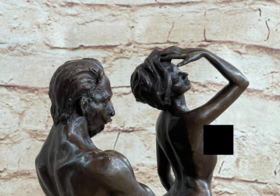 Signée Véritable Bronze Érotique Sculpture Chair Art Statue Marbre Base