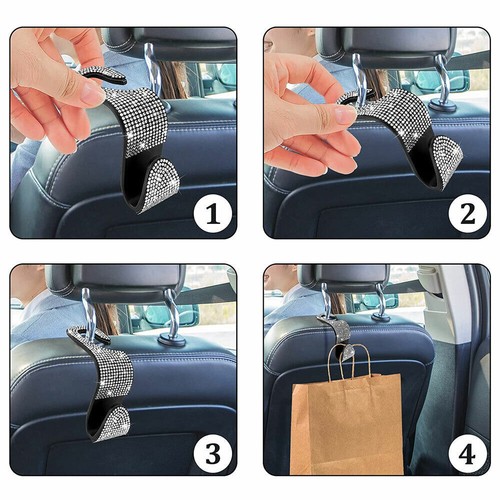 1x Bling Diamond Car Seat Hook Purse Hanger Bags Organizer Holder Clip Accessory - Zdjęcie 14 z 19