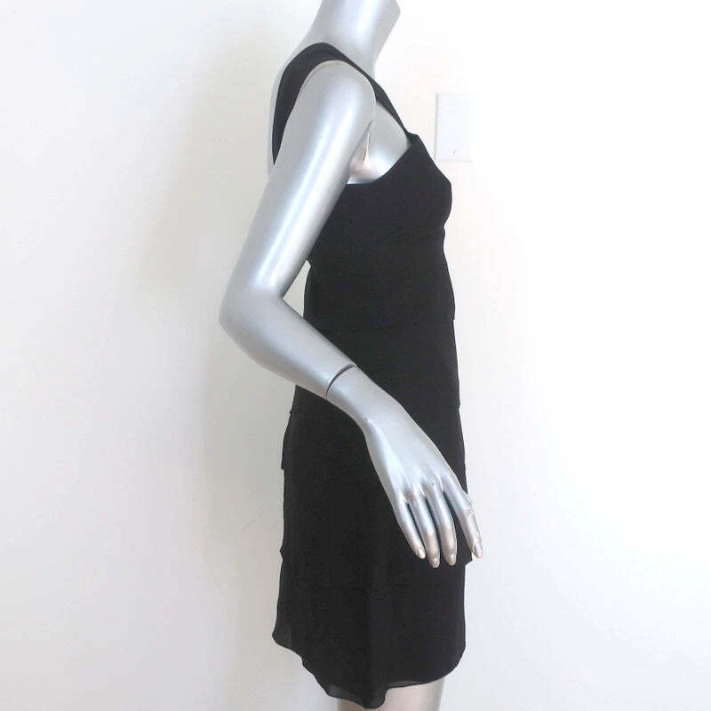 Mini Vestido Fendi en Niveles Negro Seda Talla 38 Sin Mangas LBD Foto 4 de 4