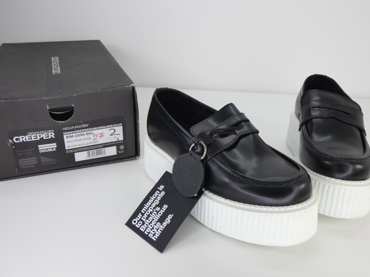 Underground Platform Shoes Wulfrun Creepers Flatform Double White Sole  Black - Main Image