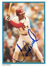 Juan Samuel autographed baseball card (Phillies) 1985 Topps All Star #31