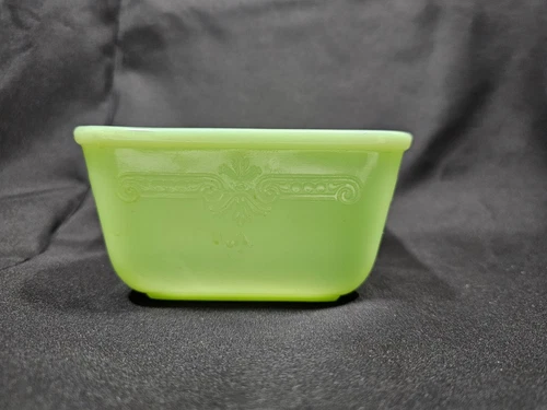 Vintage Fire King Jadeite Philbe Green Refrigerator Glass Dish No Lid