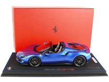 FERRARI 296 GTS BLU CORSA BLUE & DISPLAY CASE 1/18 MODEL CAR BY BBR P 18215 F