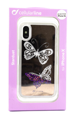 Cellularline Stardust Schmetterling Apple iPhone X XS Schutz Hülle Case 129