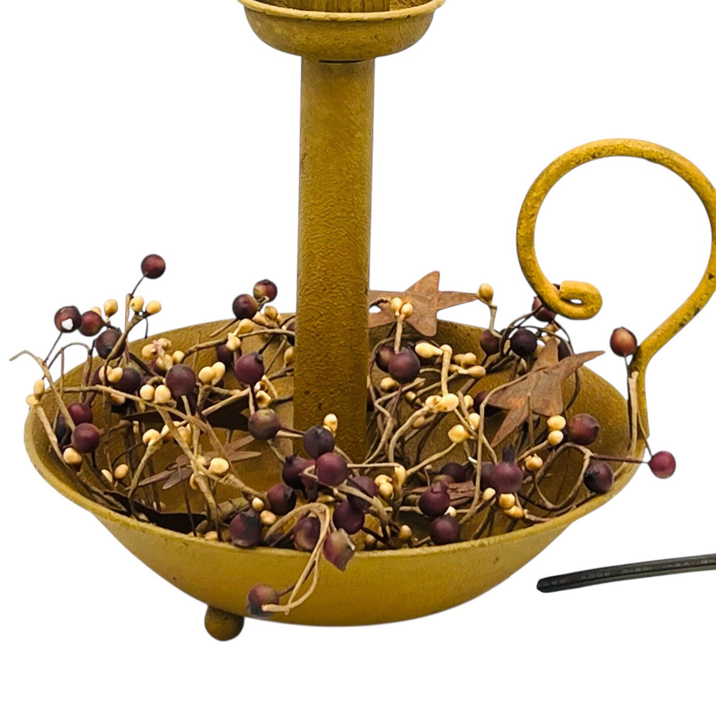 Vintage Mustard Color Electric Candle Lamp with Decorative B