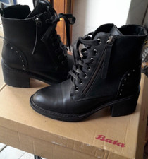 Anfibi pelle scarpe stivaletto BATA  borchie misura 38