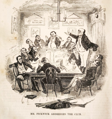 1871 Mr. Pickwick Club Charles Dickens Wood Engraving Victorian Art DWH5C