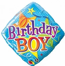 Qualatex 18-Inch Birthday Boy Stars Diamond Helium Foil Balloon - Party in Style