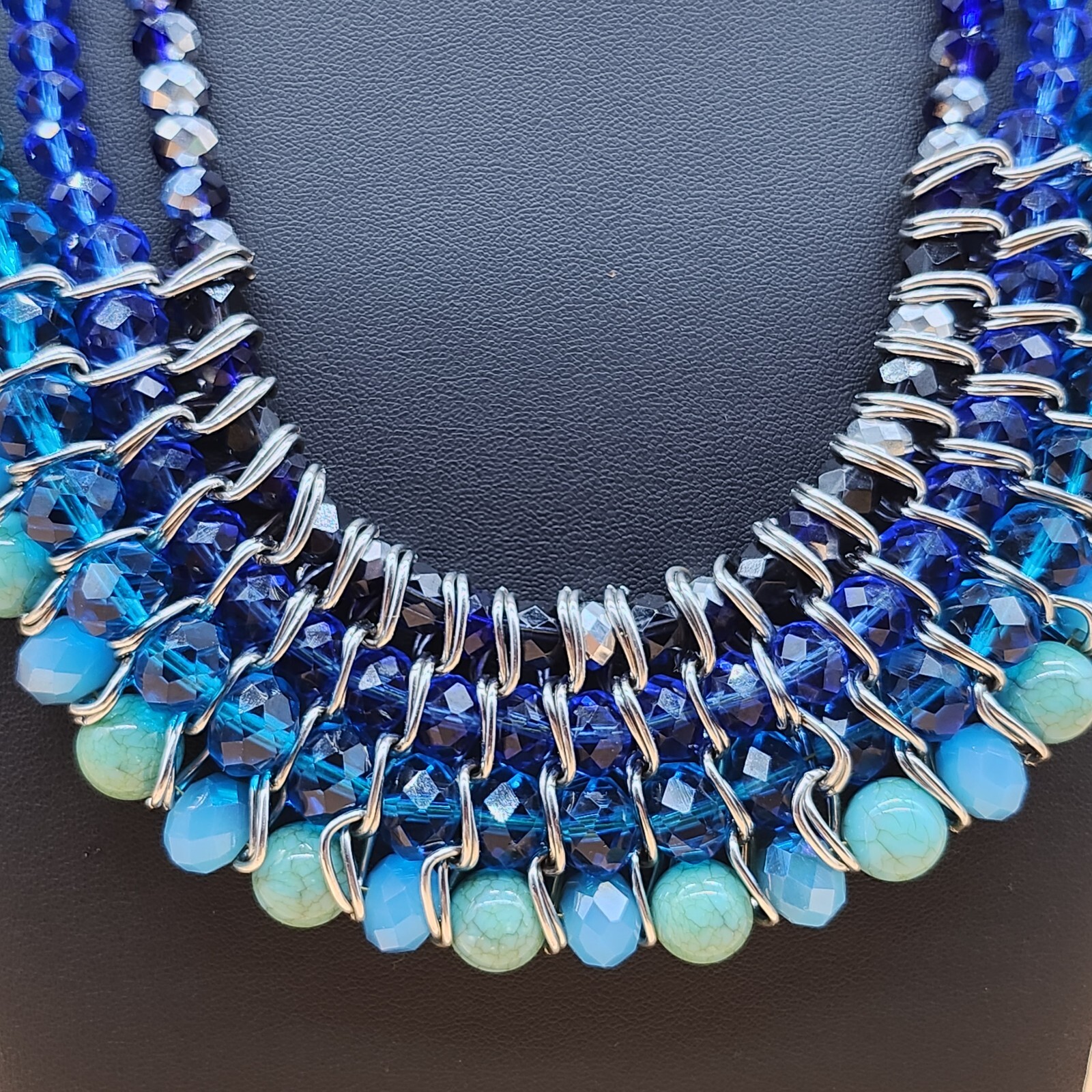 Blue/Green/Black/Silver Multi Strands Costume Jew… - image 10