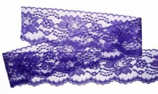 PURPLE 3 Inch Wide Floral Flat Lace Trim 5 Yards
