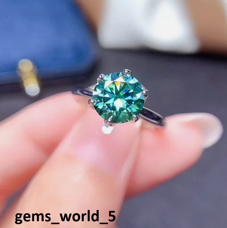 Blue Zircon Ring, 925 Sterling Silver Ring, Engagement Ring, Round Cut Gemstone - Image 3 of 4