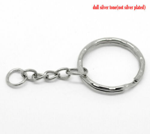Key Chains & Key Rings ONE INCH Silver Tone 53mm(2 ⅛") WHOLESALE LOT  - Afbeelding 1 van 3