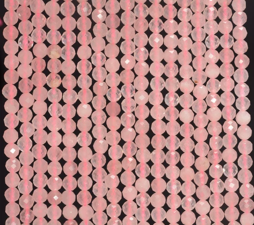 3 MM ROSA ROSENQUARZ EDELSTEIN KLASSE AAA MIKRO FACETTIERT RUND LOSE PERLEN 15 ZOLL - Bild 1 von 4