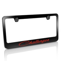 Dodge Challenger In Red Black Metal License Plate Frame on sale Dodge Challenger In Red Black Metal License Plate Frame on sale