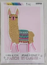 Llama Embroidered Patch Gold Peel & Stick Mine 2 Design Pink Accents 2" x 3" E-Z
