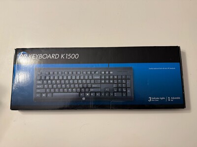 HP Wired USB Keyboard K1500 (Black) Brand New Factory Sealed
