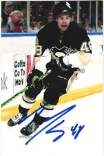 Tyler Kennedy Autographed 4x6 Color Photo Pittsburgh Penguins Black #48 B