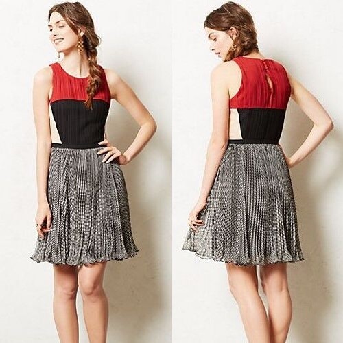 ANTHROPOLOGIE NEW Margot Dress by Greylin Pleated Colorblocked Sz XS $118