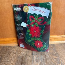 Plaid Bucilla Felt Stocking Kit Elegant Poinsettia 85105 18" 2004 READ