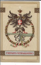 Italian Art Military Postcard 1o Reparto Mitragliatrici Early Machine Gun?