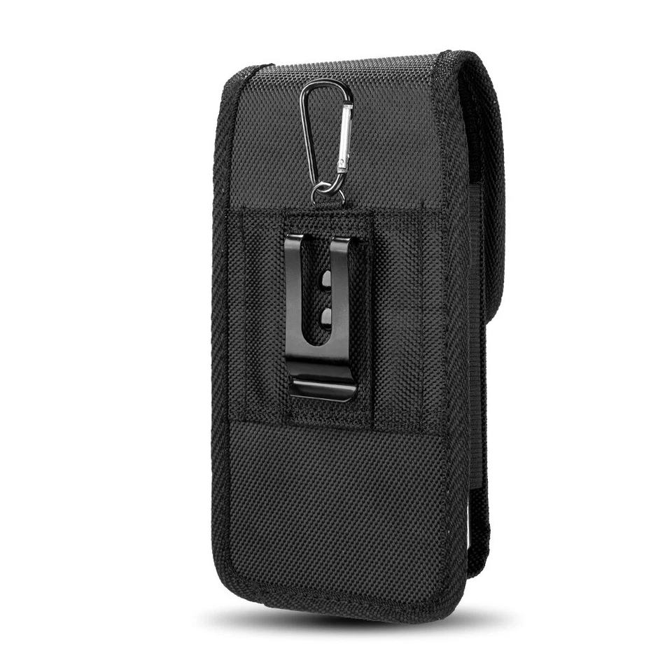 Vertical Black Nylon Holster Phone Carry Pouch For iPhone 16 Plus / 16 Pro Max - Image 3 of 4