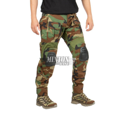 Combat Pants Woodland Trousers Tactical Assault BDU Uniform Knee Pads 