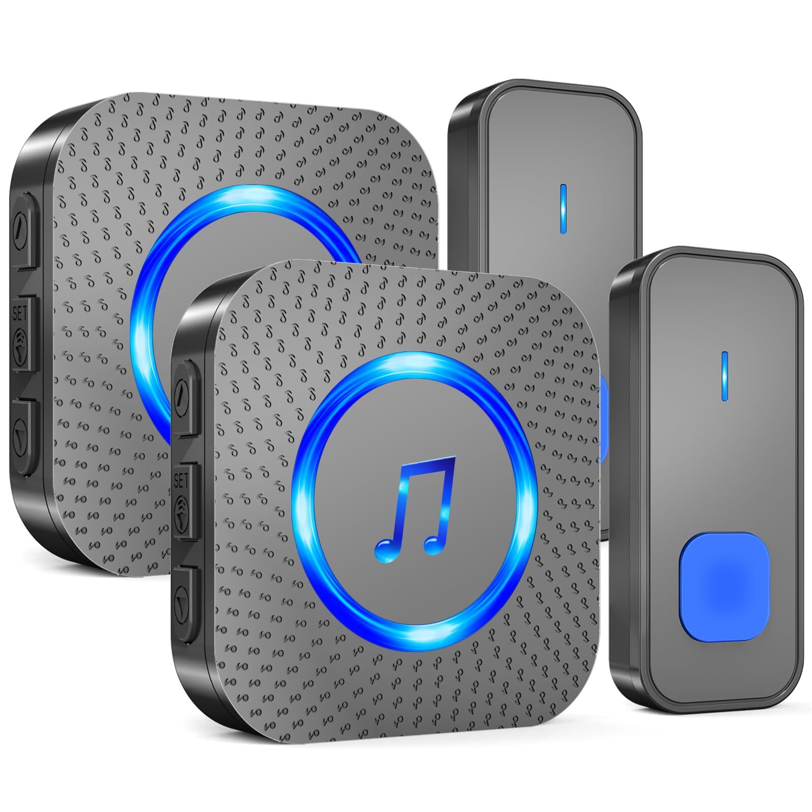 Wireless Doorbell Kit with 2 Buttons and 2 Receivers IP55 Waterproof 1300ft Range-image